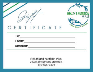 Health and Nutrition Plus Gift Certificate