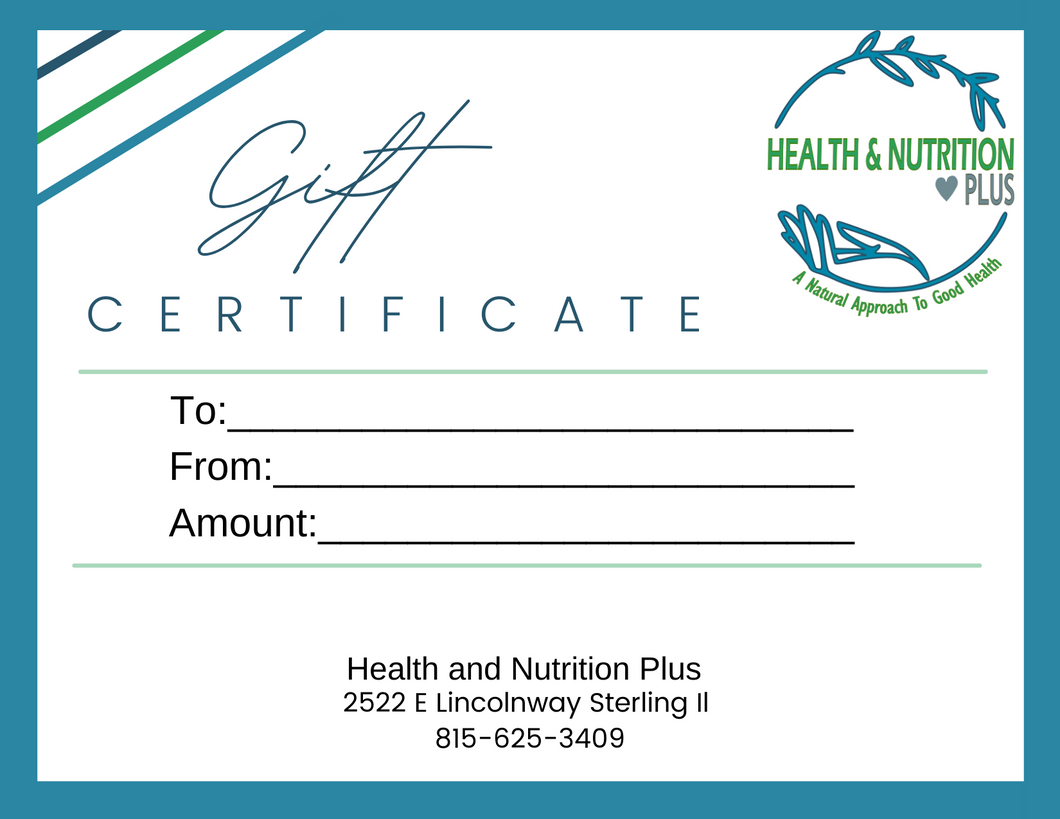 Health and Nutrition Plus Gift Certificate